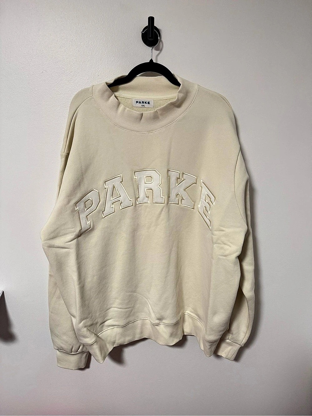 PARKE Bridal Varsity Mockneck Sweatshirt Cream XXL